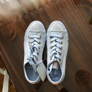 Womens light blue and rose gold converse sneakers